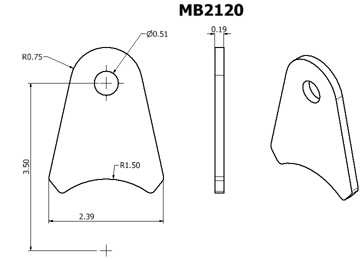 Universal Shock Tab 1/2 Inch Hole Diameter Motobilt - MB2120 - Image 4