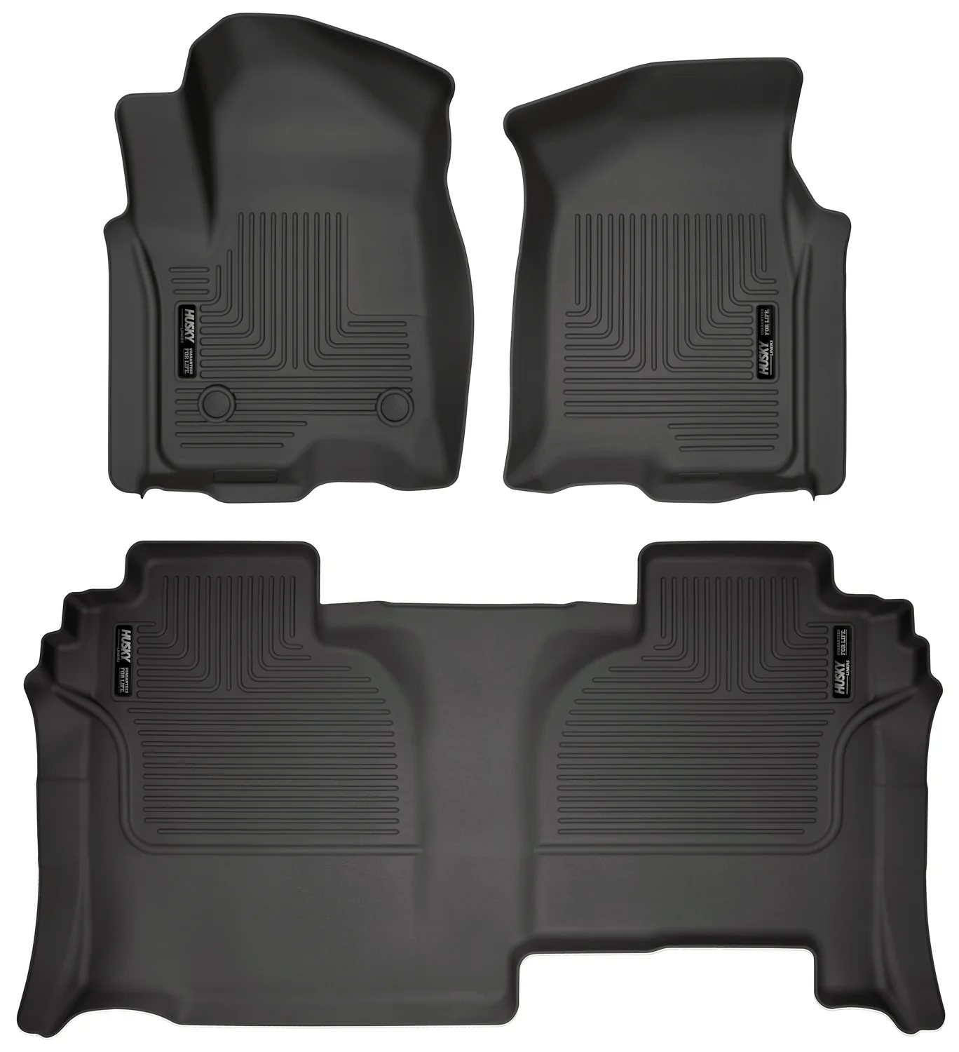 Weatherbeater Front & 2nd Seat Floor Liners For 2019-2026 Silverado/Sierra 1500/2500 HD/3500 HD 4 Piece Extended Cb Husky Liners - 94031