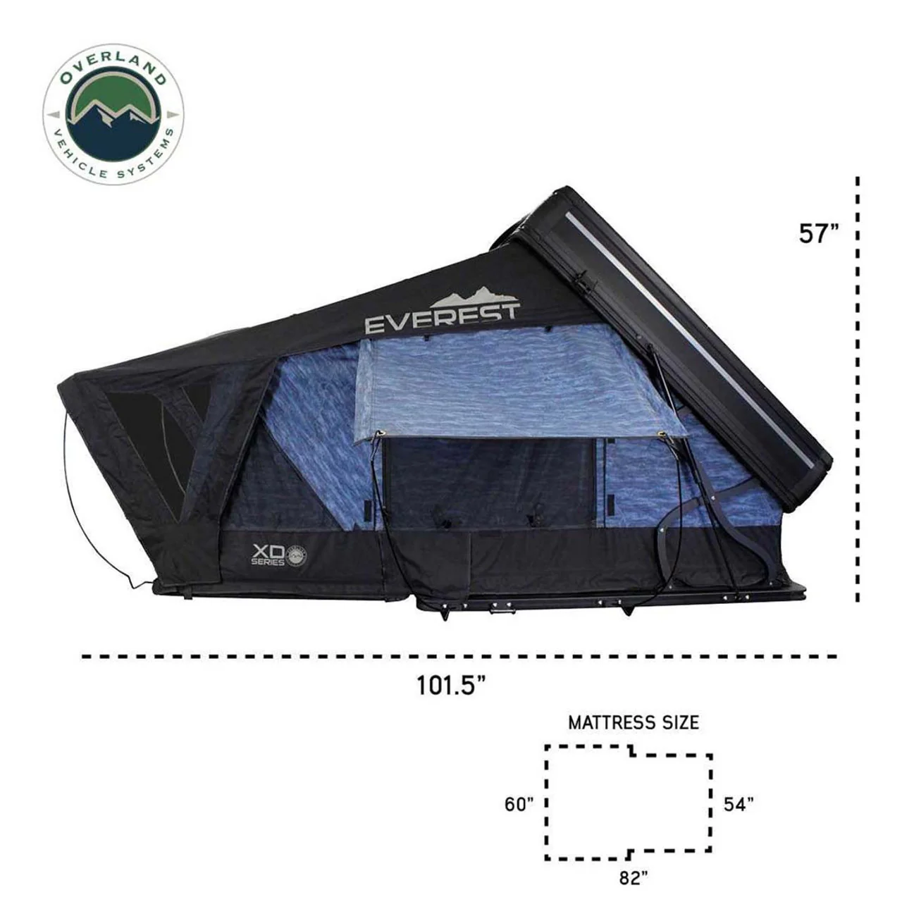 XD Everest 2 - Cantilever Aluminum Roof Top Tent, 2 Person, Grey Body and Black Rainfly Overland Vehicle Systems - 18489902 - Image 13