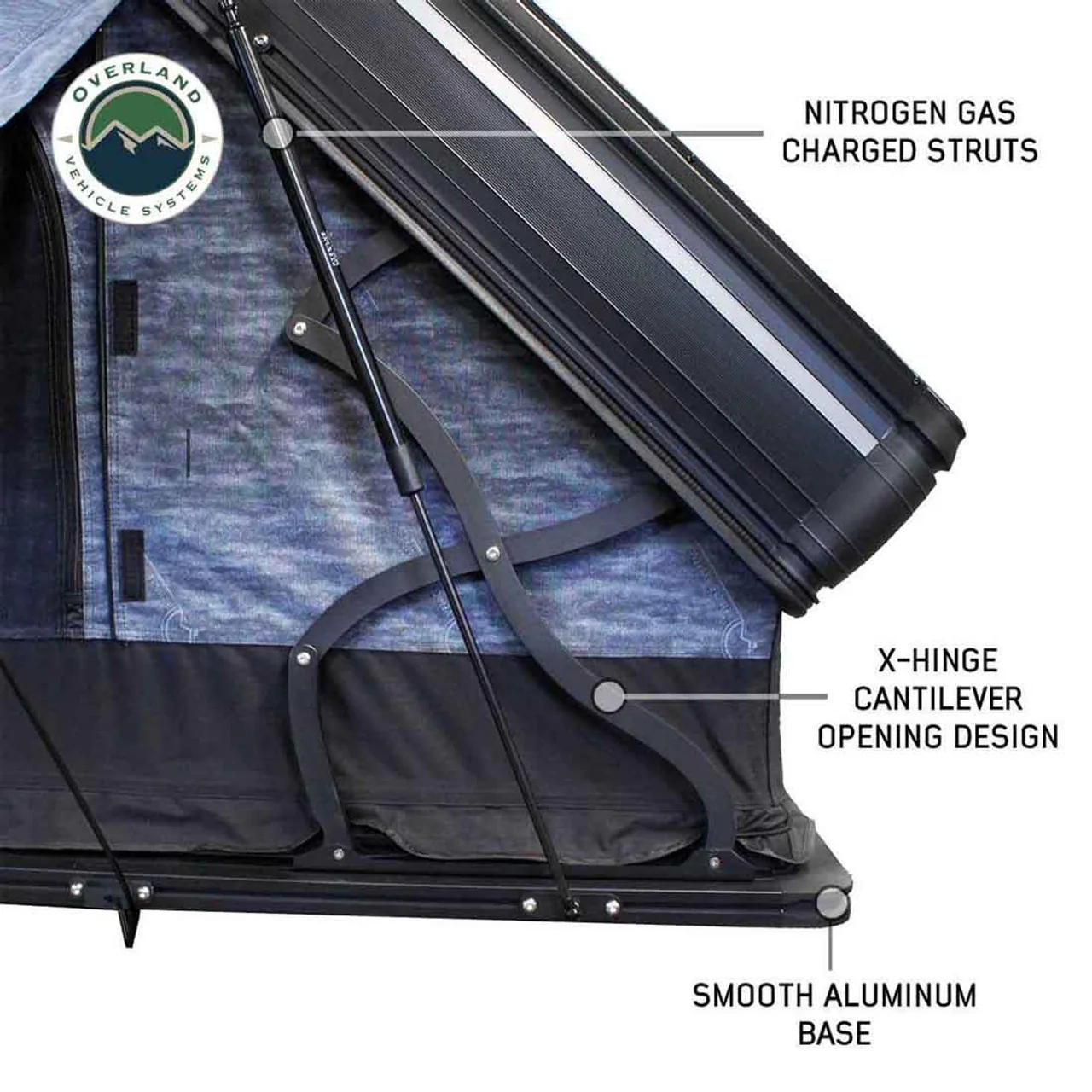 XD Everest 2 - Cantilever Aluminum Roof Top Tent, 2 Person, Grey Body and Black Rainfly Overland Vehicle Systems - 18489902 - Image 9