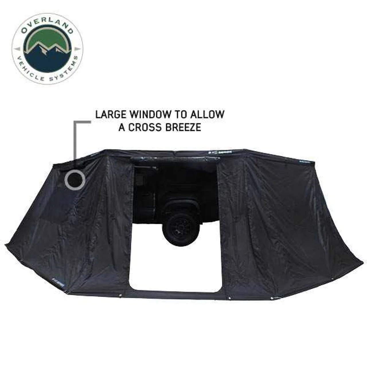 XD Nomadic 270 - Awning Wall 2 W/Black Out, Passenger Side, Black Body, Black Trim W/Storage Bag Overland Vehicle Systems - 19690006 - Image 2